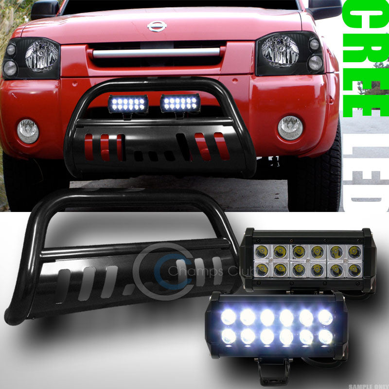 BLACK BULL BAR BUMPER GRILL GUARD+36W CREE LED FOG LIGHTS FOR 2001-2004 FRONTIER