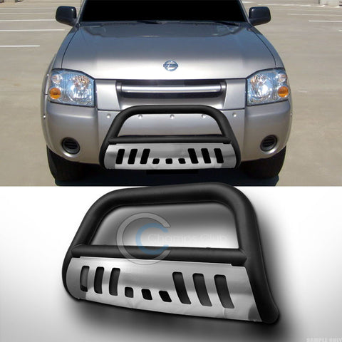 MATTE BLK BULL BAR BRUSH BUMPER GRILL GRILLE GUARD W/SS SKID FOR 01-04 FRONTIER