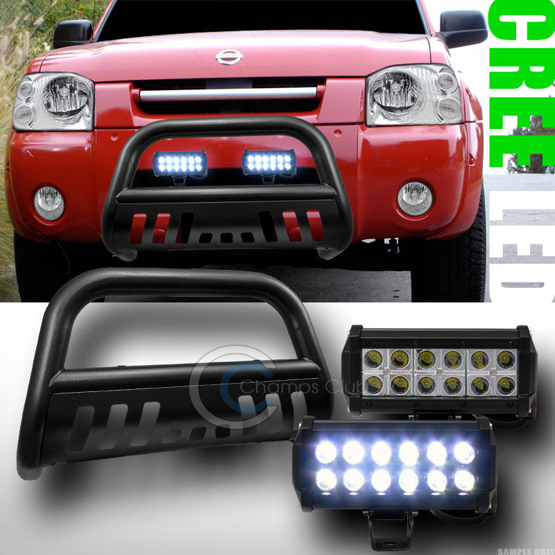 HAMMERED BLK BULL BAR BUMPER GUARD+36W CREE LED FOG LIGHT FOR 2001-2004 FRONTIER