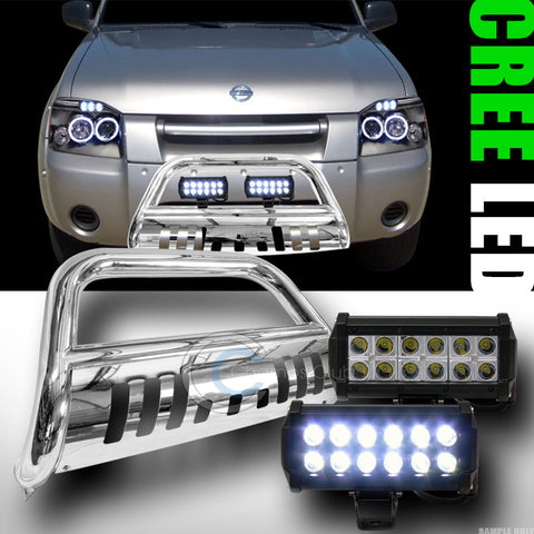 CHROME BULL BAR BUMPER GUARD+36W CREE LED FOG LIGHTS FOR 2001-2004 FRONTIER