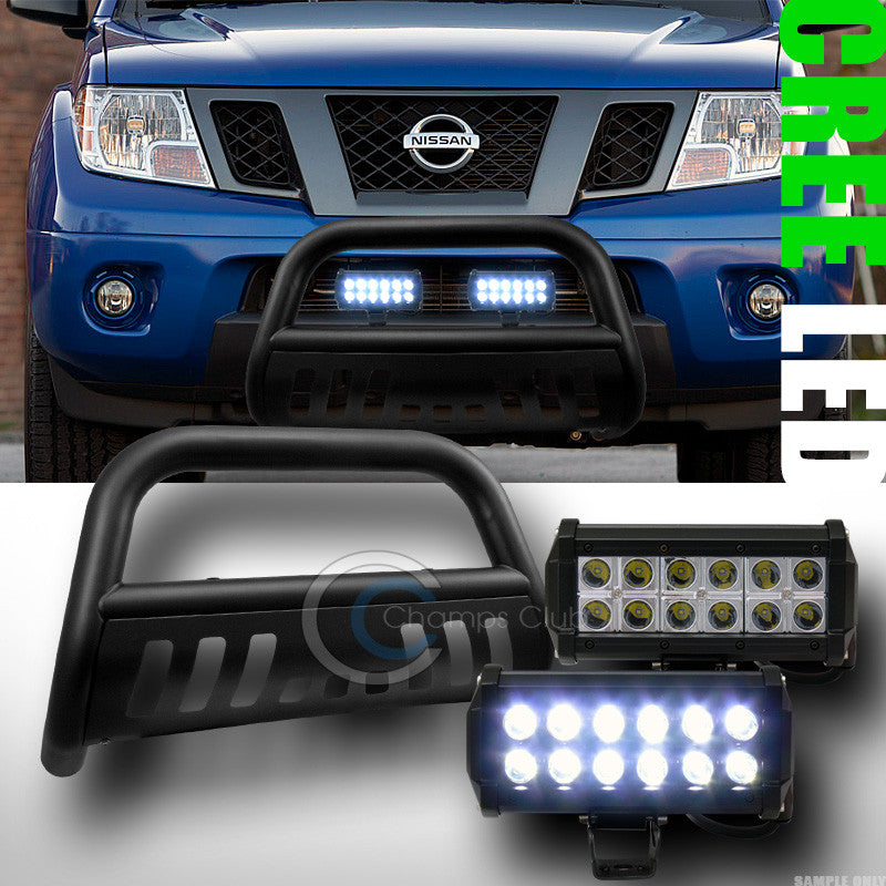 MATTE BLK BULL BAR BUMPER GUARD+36W CREE LED FOG LIGHT FOR 2005-2014 2015 XTERRA
