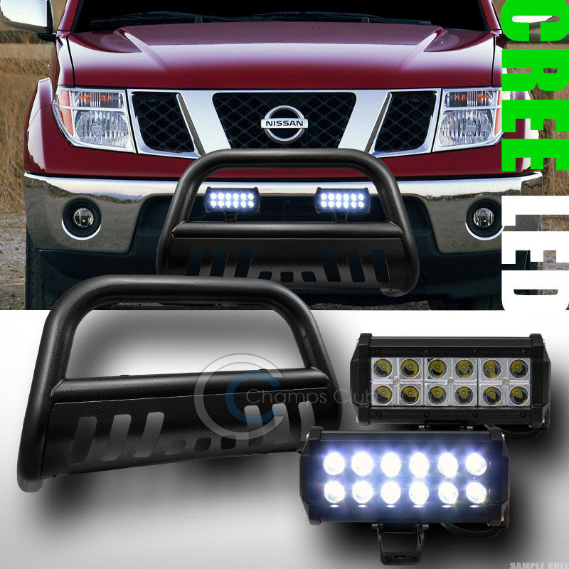 HAMMERED BLK BULL BAR BUMPER GUARD+36W CREE LED FOG LIGHTS FOR 2005-2015 XTERRA