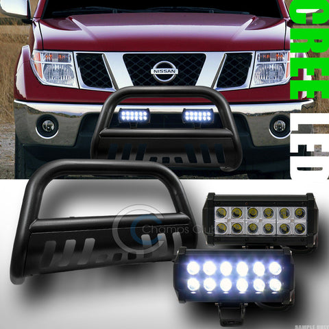 HAMMERED BLK BULL BAR BUMPER GUARD+36W CREE LED FOG LIGHTS FOR 2005-2015 XTERRA