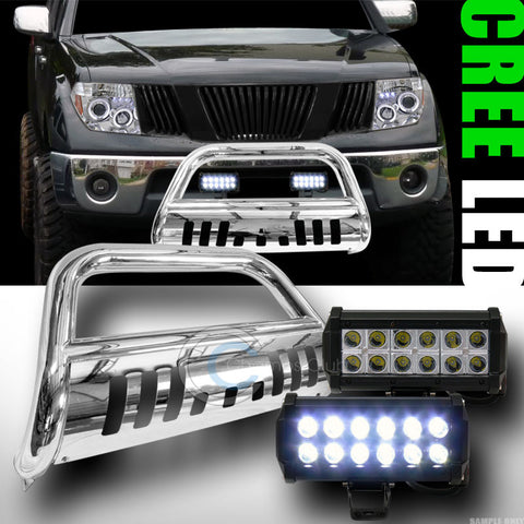 CHROME BULL BAR BUMPER GUARD+36W CREE LED FOG LIGHTS FOR 2005-2015 NISSAN XTERRA