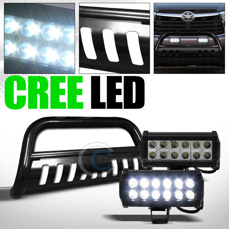 BLACK STEEL BULL BAR BUMPER GRILL GUARD+36W CREE LED FOG LIGHTS 2014+ HIGHLANDER