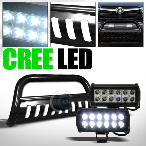 BLACK STEEL BULL BAR BUMPER GRILL GUARD+36W CREE LED FOG LIGHTS 2014+ HIGHLANDER