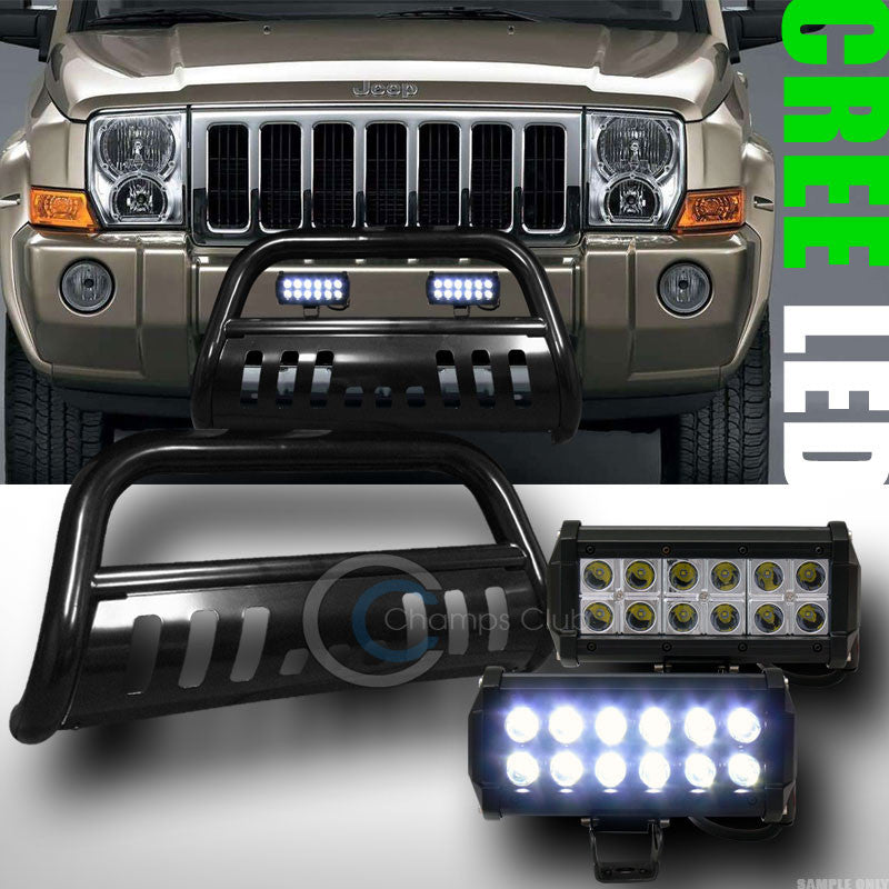 BLK BULL BAR BUMPER GUARD+36W CREE LED FOG LIGHTS 2005+ GRAND CHEROKEE/COMMANDER