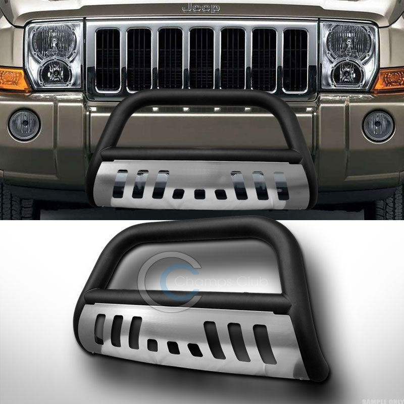 MATTE BLK HD BULL BAR GUARD W/SS SKID PLATE 05+ GRAND CHEROKEE/06+ COMMANDER