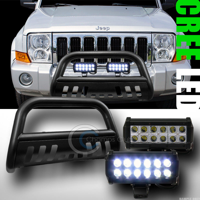 HAMMERED BLK BULL BAR GUARD+36W CREE LED LAMP 2005-2010 GRAND CHEROKEE/COMMANDER