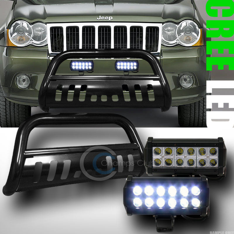 BLK BULL BAR BUMPER GRILL GUARD+36W CREE LED FOG LIGHTS 2008-2010 GRAND CHEROKEE