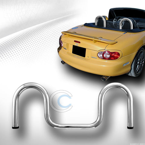 CHROME SS STEEL TUBE REAR SEAT CAGE SAFETY ROLL BAR KIT 89/90-05 MAZDA MIATA MX5