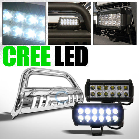 CHROME BULL BAR PUSH GUARD W/36W CREE LED FOG LIGHTS FOR 2012-2016 NV1500/NV2500