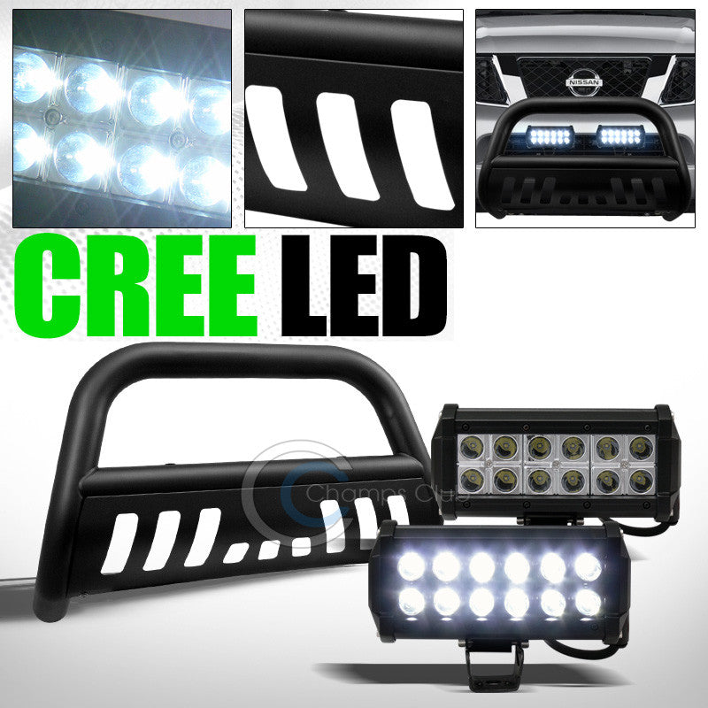MATTE BLK BULL BAR BUMPER GUARD+36W CREE LED FOG LIGHTS FOR 2008-2012 PATHFINDER
