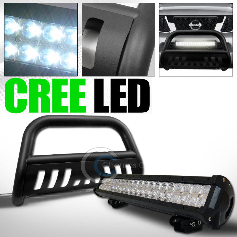 MATTE BLK BULL BAR BUMPER GUARD+120W CREE LED FOG LIGHT FOR 2008-2012 PATHFINDER