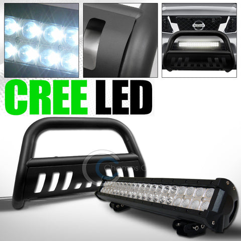 MATTE BLK BULL BAR BUMPER GUARD+120W CREE LED FOG LIGHT FOR 2008-2012 PATHFINDER