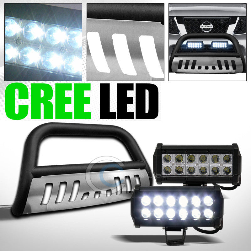 MATTE BLK BULL BAR BUMPER GUARD+SKID+36W CREE LED FOG LIGHT FOR 2008+ PATHFINDER