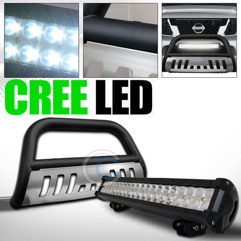 MATTE BK BULL BAR BUMPER GUARD+SKID+120W CREE LED FOG LIGHT FOR 2008+ PATHFINDER