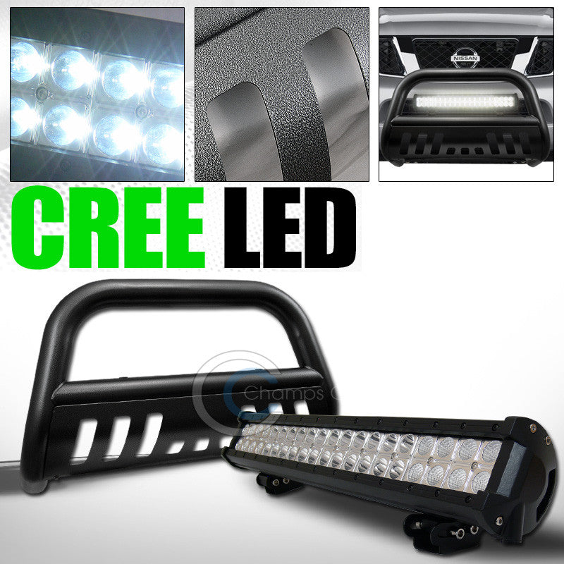 HAMMERED BLK BULL BAR BUMPER GUARD+120W CREE LED FOG LIGHT FOR 2008+ PATHFINDER