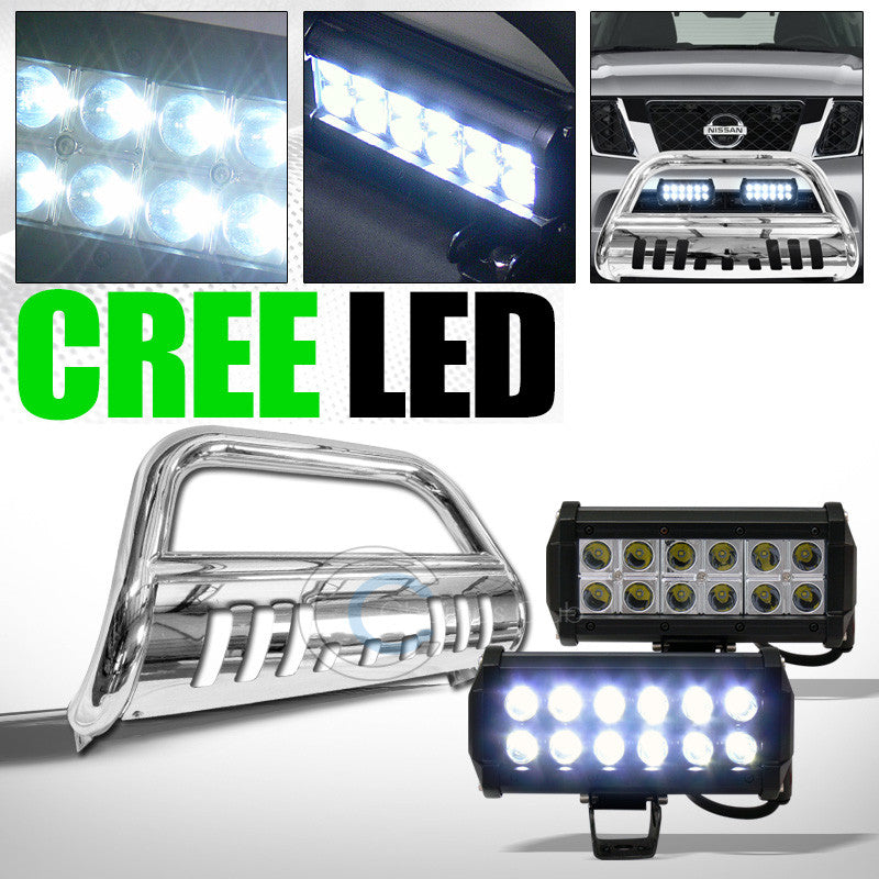 CHROME BULL BAR BUMPER GRILL GUARD+36W CREE LED FOG LIGHTS FOR 2008+ PATHFINDER