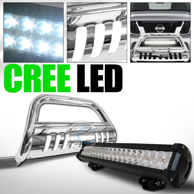 CHROME BULL BAR BUMPER GRILL GUARD+120W CREE LED FOG LIGHT FOR 2008+ PATHFINDER