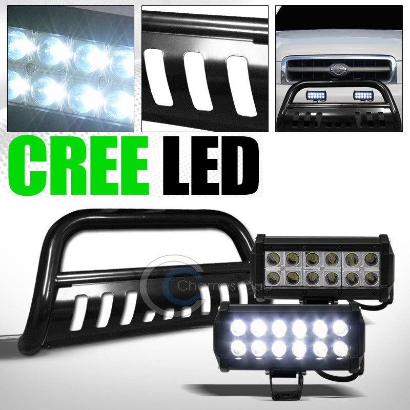 BLK BULL BAR BUMPER GRILL GUARD+36W CREE LED FOG LIGHTS FOR 1999-2004 PATHFINDER