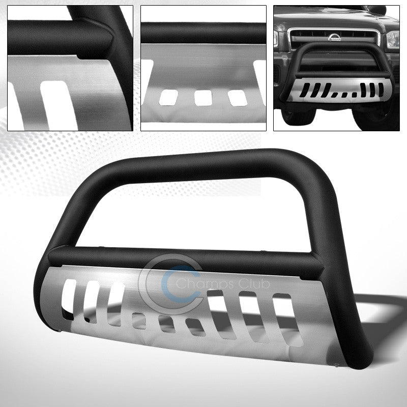 MATTE BLK BULL BAR BUMPER GRILL GRILLE GUARD+SS SKID FOR 99-04 NISSAN PATHFINDER