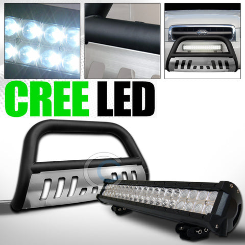 MATTE BK BULL BAR BUMPER GUARD+SKID+120W CREE LED FOG LIGHT FOR 1999+ PATHFINDER