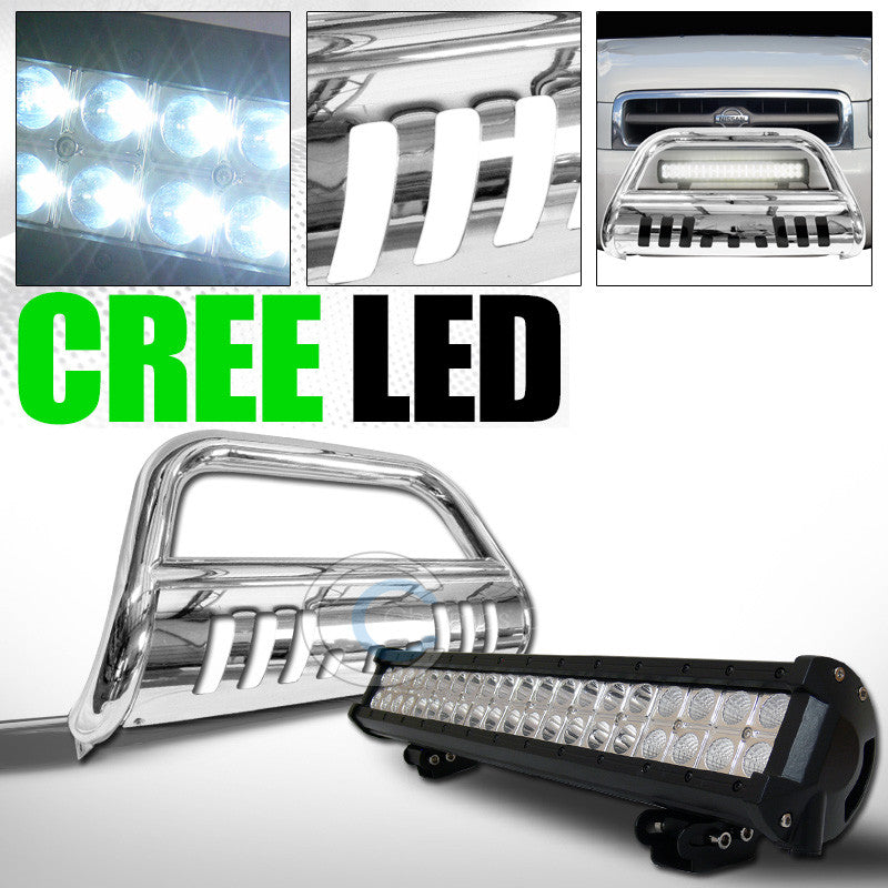 CHROME BULL BAR BUMPER GRILL GUARD+120W CREE LED FOG LIGHT FOR 1999+ PATHFINDER