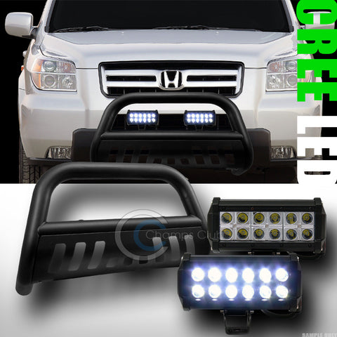 MATTE BLK BULL BAR GUARD+36W CREE LED FOG LIGHTS 2003-2008 PILOT/2006+ RIDGELINE