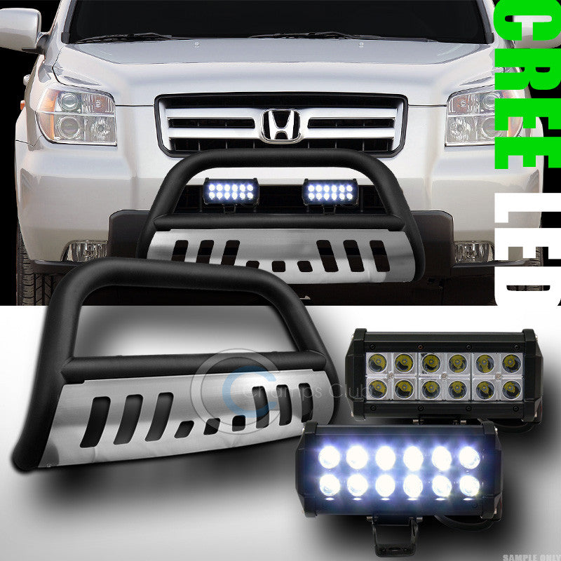 MATTE BLK BULL BAR GUARD+SKID+36W CREE LED FOG LIGHT 2003+ PILOT/2006+ RIDGELINE