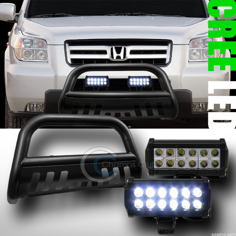 HAMMERED BLK BULL BAR GUARD+36W CREE LED FOG LIGHTS 2003+ PILOT/2006+ RIDGELINE