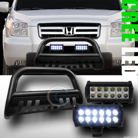 HAMMERED BLK BULL BAR GUARD+36W CREE LED FOG LIGHTS 2003+ PILOT/2006+ RIDGELINE