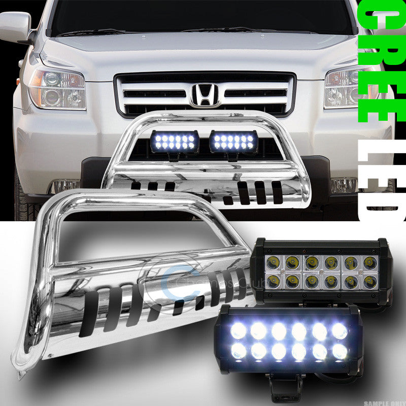 CHROME BULL BAR GUARD V2+36W CREE LED FOG LIGHTS 2003-2008 PILOT/2006+ RIDGELINE