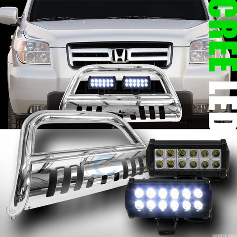 CHROME BULL BAR GUARD V2+36W CREE LED FOG LIGHTS 2003-2008 PILOT/2006+ RIDGELINE