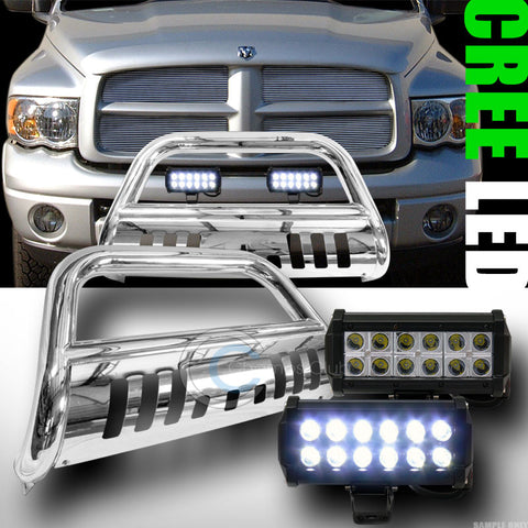 CHROME BULL BAR BUMPER GUARD+36W CREE LED FOG LIGHTS 2002/2003-2009 DODGE RAM
