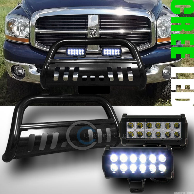 BLK BULL BAR BUMPER GRILL GUARD+36W CREE LED FOG LIGHTS 2006-2008 DODGE RAM 1500