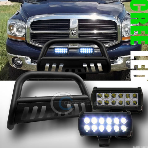 MATTE BLK BULL BAR BUMPER GUARD+36W CREE LED FOG LIGHTS 2006-2008 DODGE RAM 1500