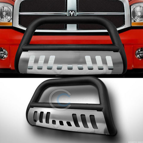 MATTE BLK BULL BAR PUSH BUMPER GRILL GRILLE GUARD w/SS Skid 06-08 DODGE RAM 1500