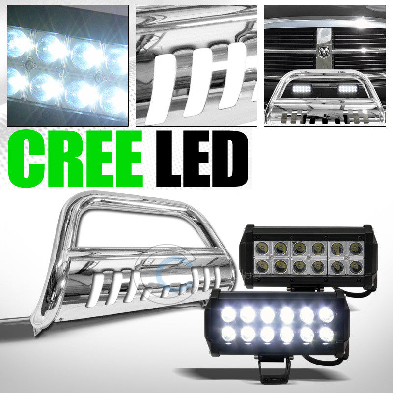 CHROME BULL BAR BUMPER GRILL GUARD w/36W CREE LED FOG LIGHTS 2008+ RAM 4500/5500