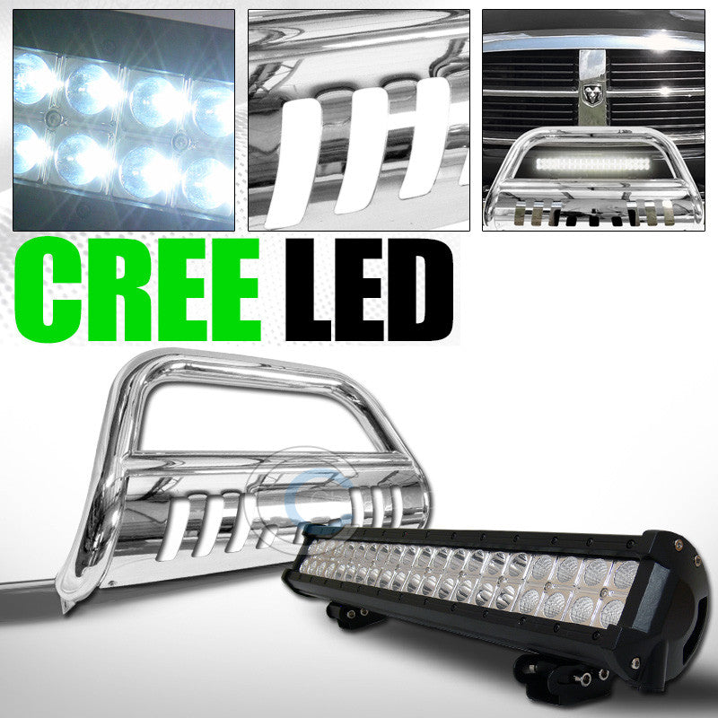 CHROME BULL BAR BUMPER GRILL GUARD w/120W CREE LED FOG LIGHT 2008+ RAM 4500/5500