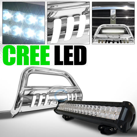 CHROME BULL BAR BUMPER GRILL GUARD w/120W CREE LED FOG LIGHT 2008+ RAM 4500/5500