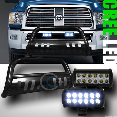 BLK BULL BAR BUMPER GRILL GUARD+36W CREE LED FOG LIGHTS 2009-2016 DODGE RAM 1500