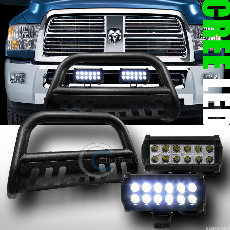 HAMMERED BLK STEEL BULL BAR BUMPER GUARD+36W CREE LED FOG LIGHTS 2009+ RAM 1500