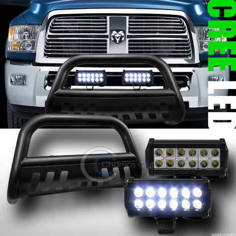 HAMMERED BLK STEEL BULL BAR BUMPER GUARD+36W CREE LED FOG LIGHTS 2009+ RAM 1500