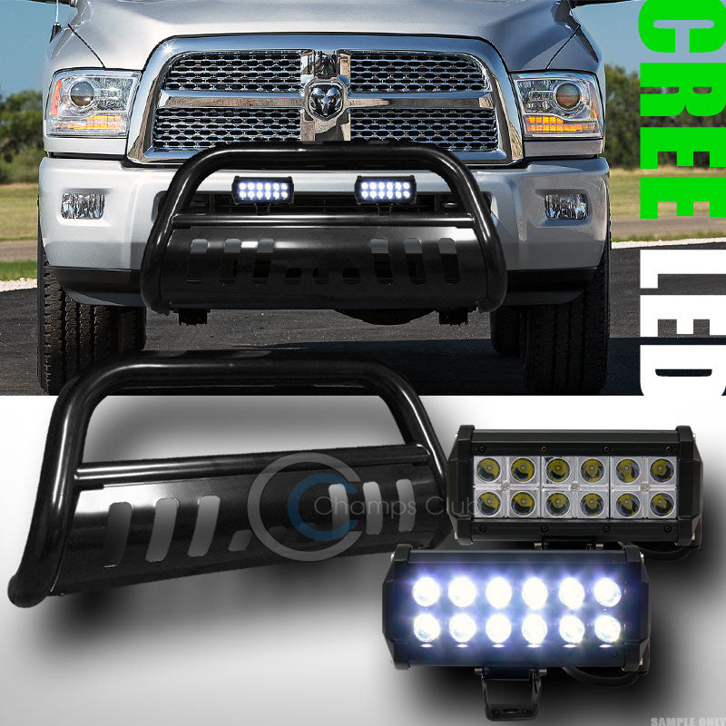 BLK BULL BAR BUMPER GRILL GUARD+36W CREE LED FOG LIGHTS 2010-2016 RAM 2500/3500