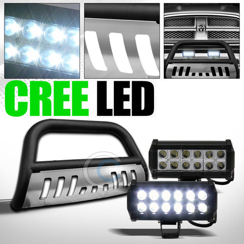 MATTE BLK BULL BAR GRILLE GUARD+SKID+36W CREE LED FOG LIGHTS 2010+ RAM 2500/3500