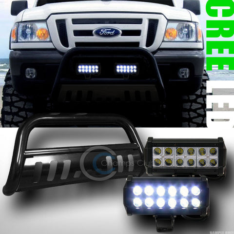 BLACK BULL BAR BUMPER GRILL GUARD+36W CREE LED FOG LIGHTS 1998-2011 FORD RANGER