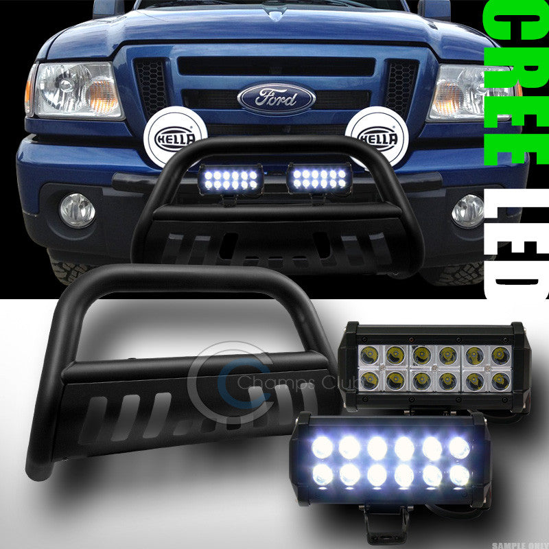 MATTE BLACK BULL BAR BUMPER GUARD+36W CREE LED FOG LIGHTS 1998-2011 FORD RANGER