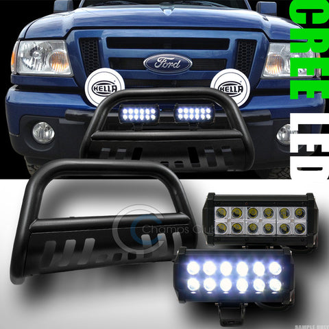 HAMMERED BLK BULL BAR BUMPER GUARD+36W CREE LED FOG LIGHTS 1998-2011 FORD RANGER
