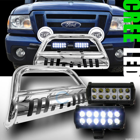 CHROME BULL BAR BUMPER GRILL GUARD+36W CREE LED FOG LIGHTS 1998-2011 RANGER